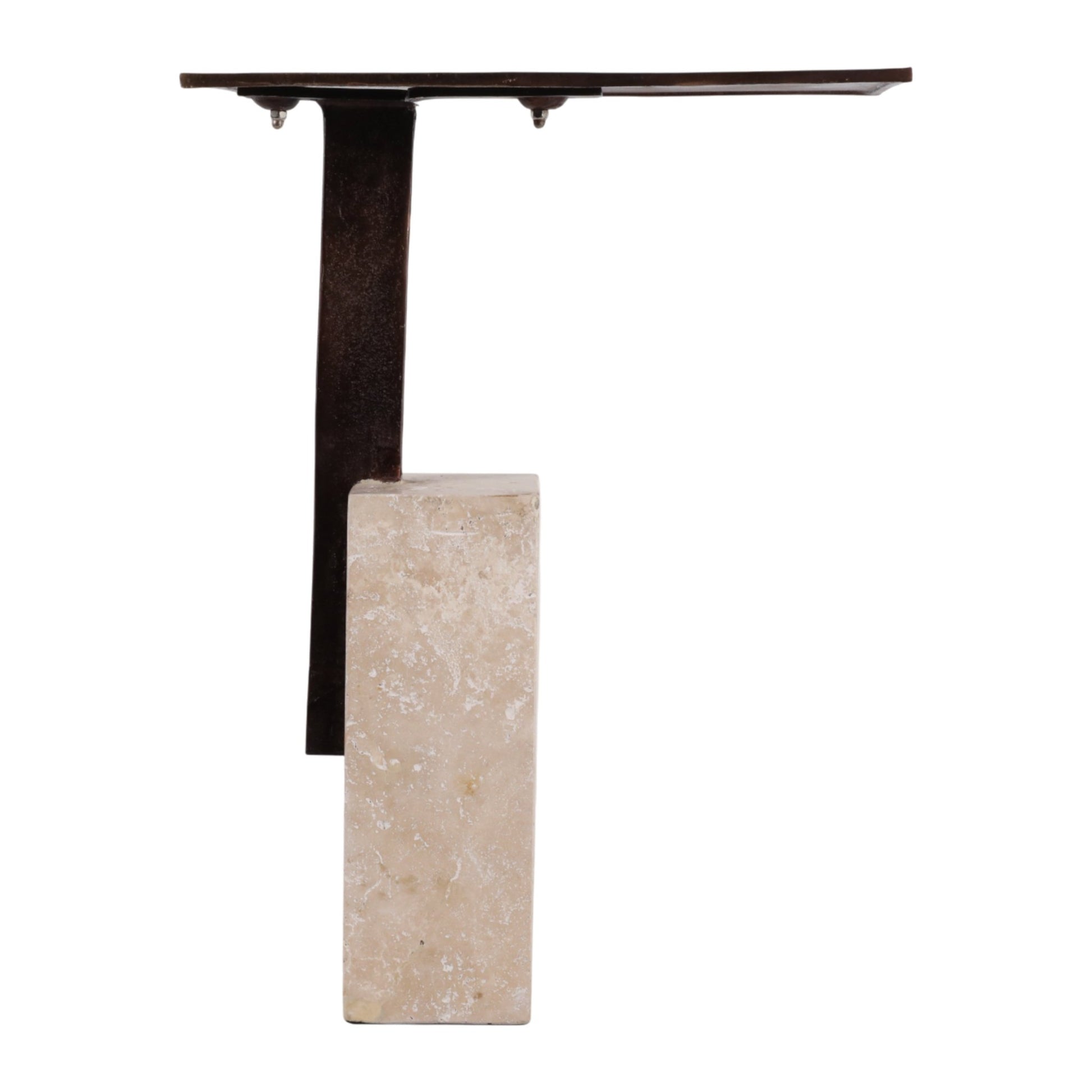 22x16" Travertine Block Base Accent Table, Bronze Accent & End Tables| Sagebrook Home