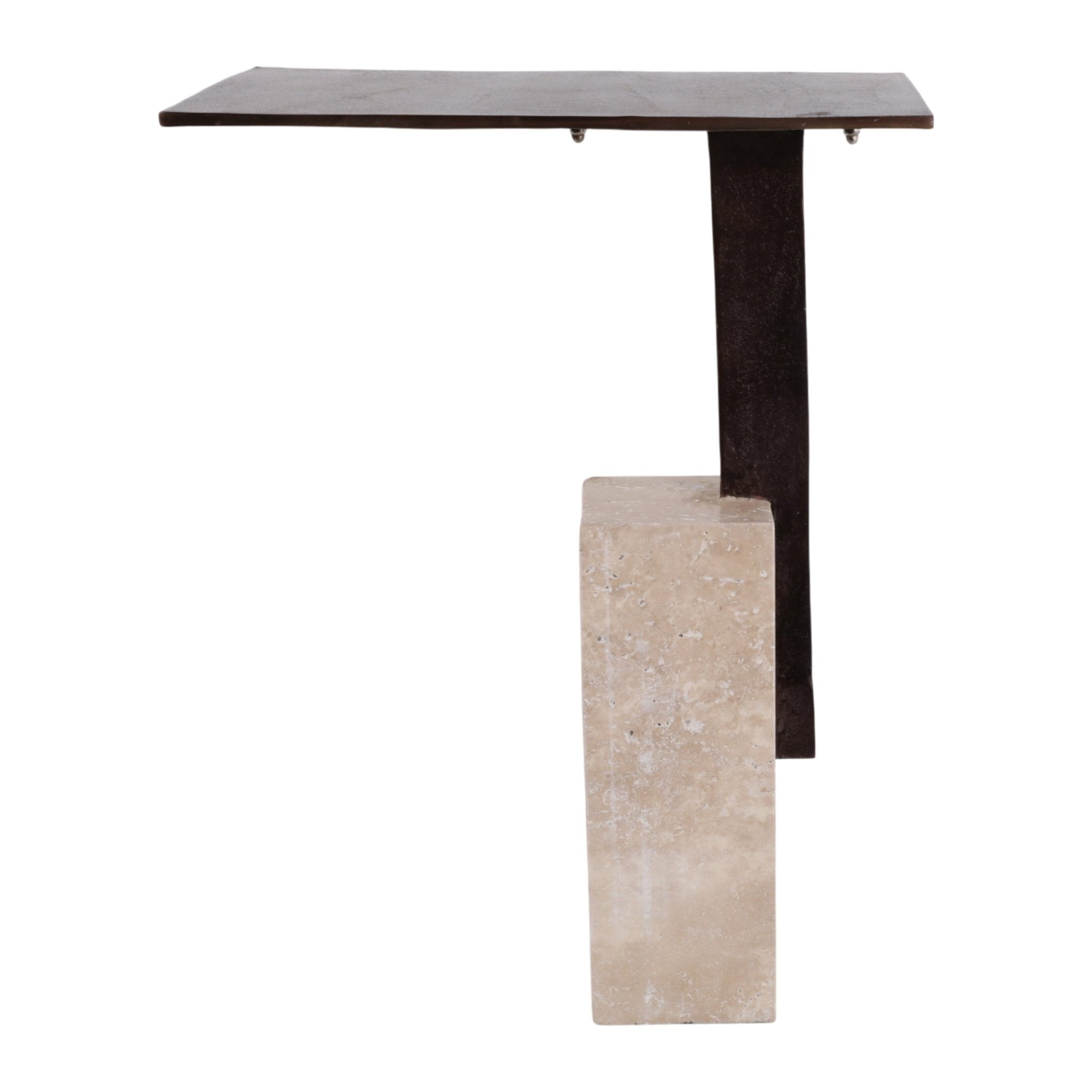 22x16" Travertine Block Base Accent Table, Bronze Accent & End Tables| Sagebrook Home