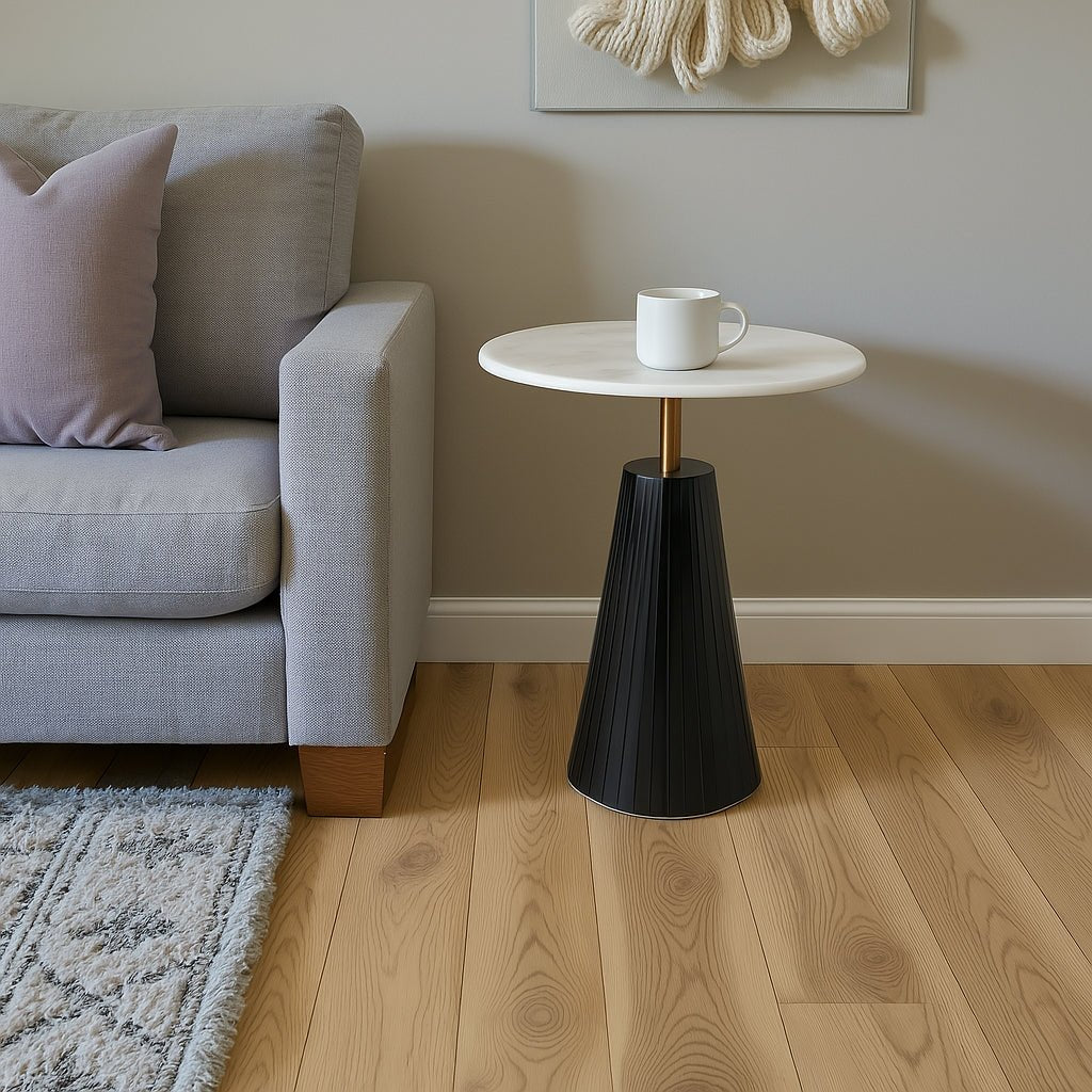 22X17" FLUTED BASE MARBLE TOP ACCENT TABLE,WHT/BLK Accent & End Tables| Sagebrook Home