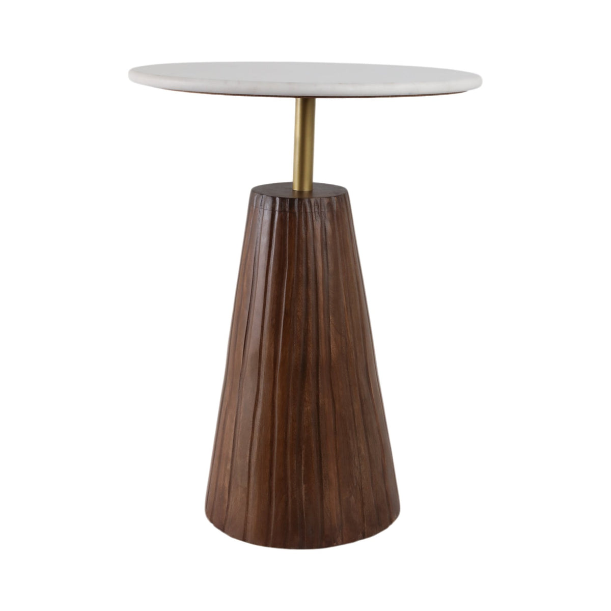 22X17" FLUTED BASE MARBLE TOP ACCENT TABLE,WHT/BRW Accent & End Tables| Sagebrook Home