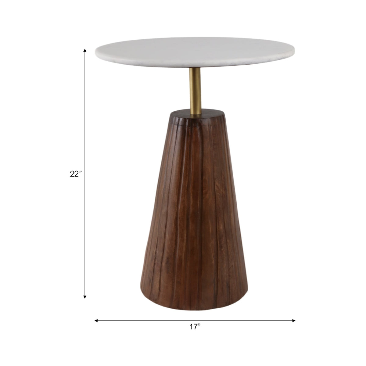 22X17" FLUTED BASE MARBLE TOP ACCENT TABLE,WHT/BRW Accent & End Tables| Sagebrook Home