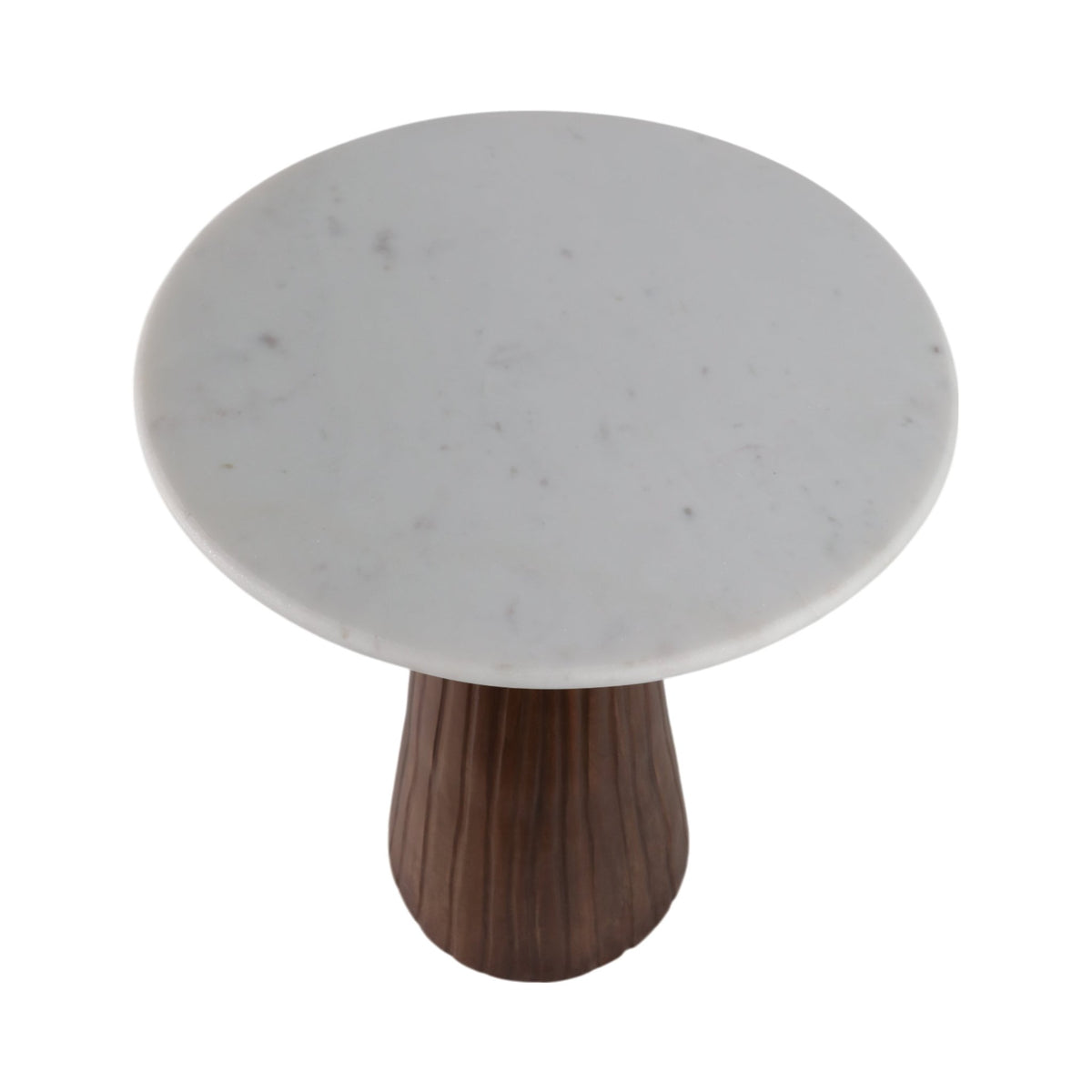 22X17" FLUTED BASE MARBLE TOP ACCENT TABLE,WHT/BRW Accent & End Tables| Sagebrook Home