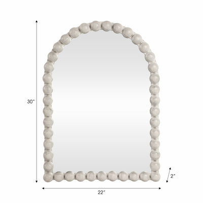 22x30 Large Knobby Arch Mirror, White - Al Rugaib Furniture