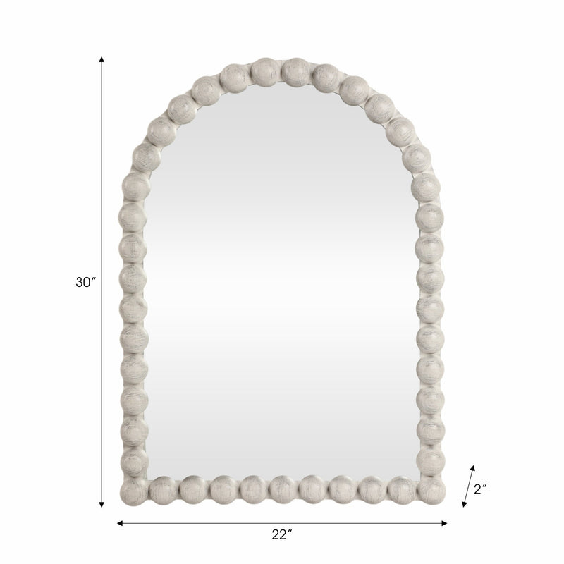 22x30 Large Knobby Arch Mirror, White - Al Rugaib Furniture