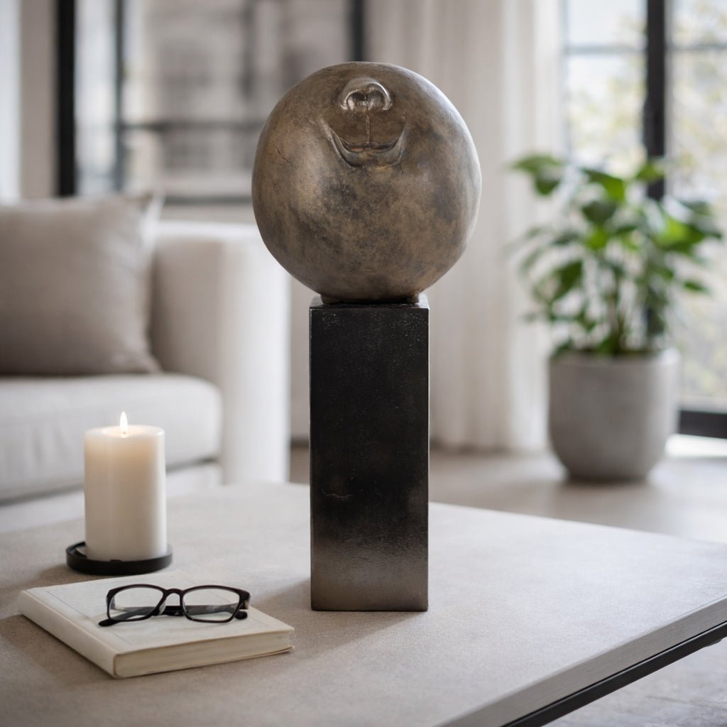 22x9" Smiley Head On Pedestal, Multi Table Decors| Sagebrook Home