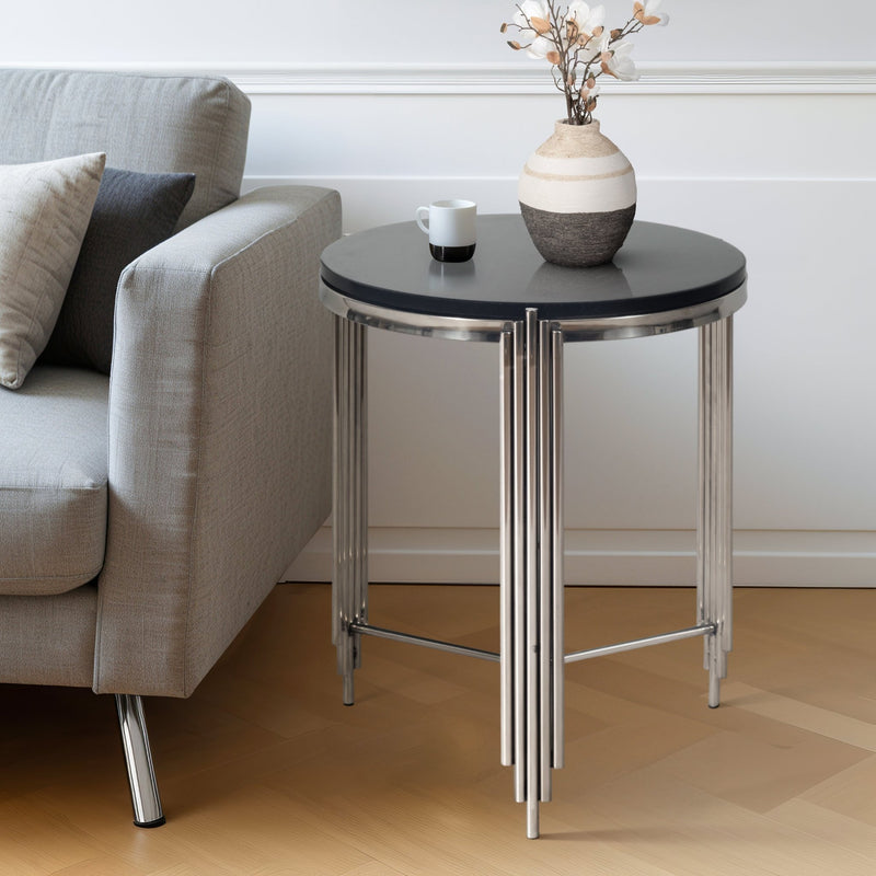 23" Aldine Stainless Steel Accent Table - Al Rugaib Furniture