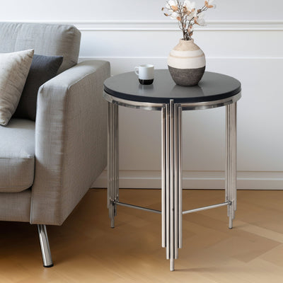 23" Aldine Stainless Steel Accent Table - Al Rugaib Furniture