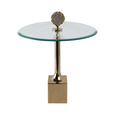 23" Frances Quartz Crystal Glass And Metal Accent - Al Rugaib Furniture