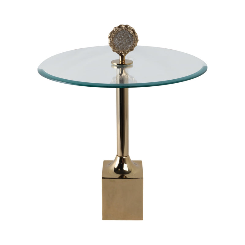 23" Frances Quartz Crystal Glass And Metal Accent - Al Rugaib Furniture