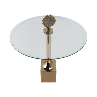 23" Frances Quartz Crystal Glass And Metal Accent - Al Rugaib Furniture