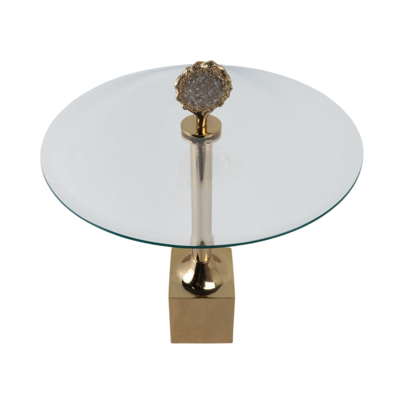 23" Frances Quartz Crystal Glass And Metal Accent - Al Rugaib Furniture