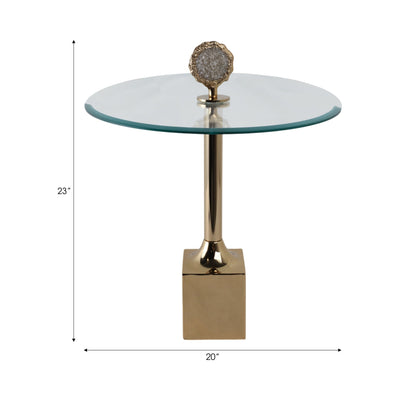 23" Frances Quartz Crystal Glass And Metal Accent - Al Rugaib Furniture