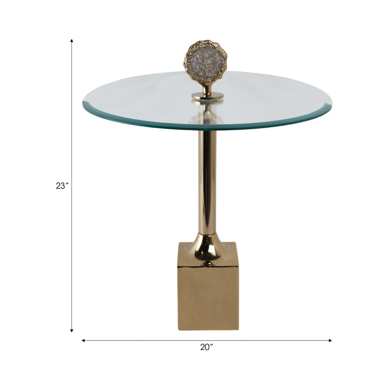 23" Frances Quartz Crystal Glass And Metal Accent - Al Rugaib Furniture