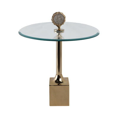 23" Frances Quartz Crystal Glass And Metal Accent - Al Rugaib Furniture