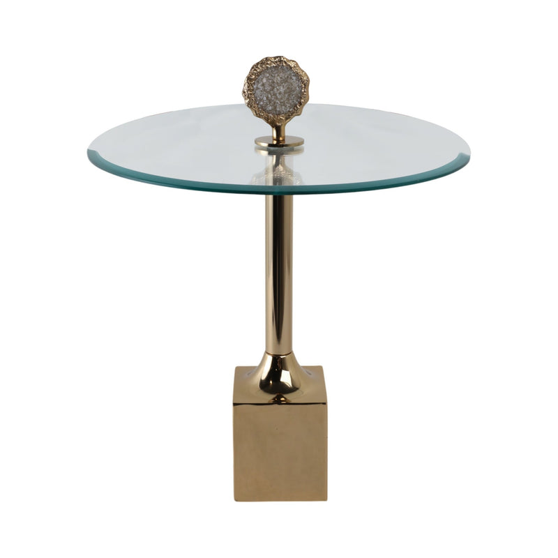 23" Frances Quartz Crystal Glass And Metal Accent - Al Rugaib Furniture