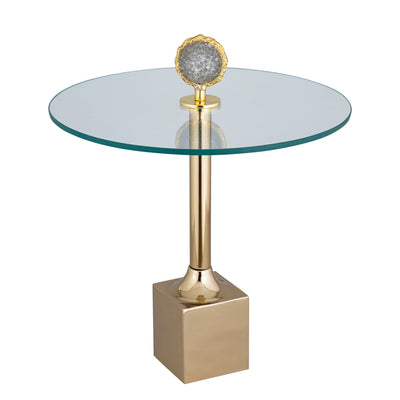 23" Frances Quartz Crystal Glass And Metal Accent - Al Rugaib Furniture