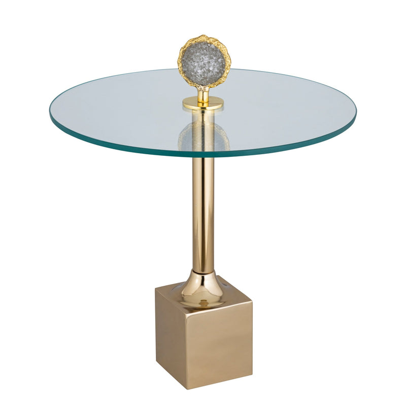 23" Frances Quartz Crystal Glass And Metal Accent - Al Rugaib Furniture