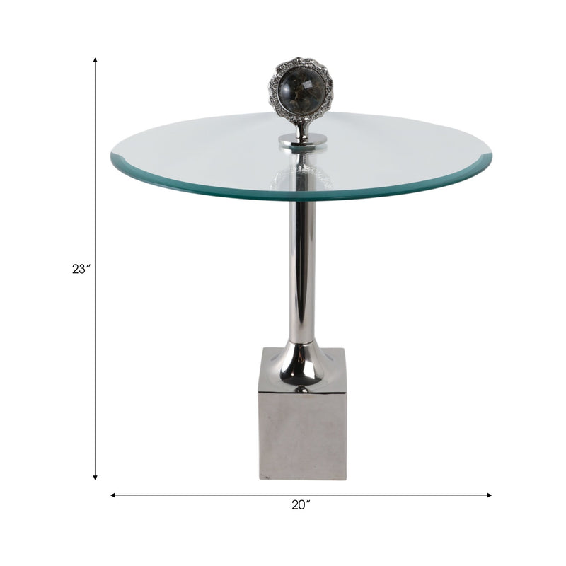 23" Macklin Labradorite Stone Glass And Metal Acc - Al Rugaib Furniture