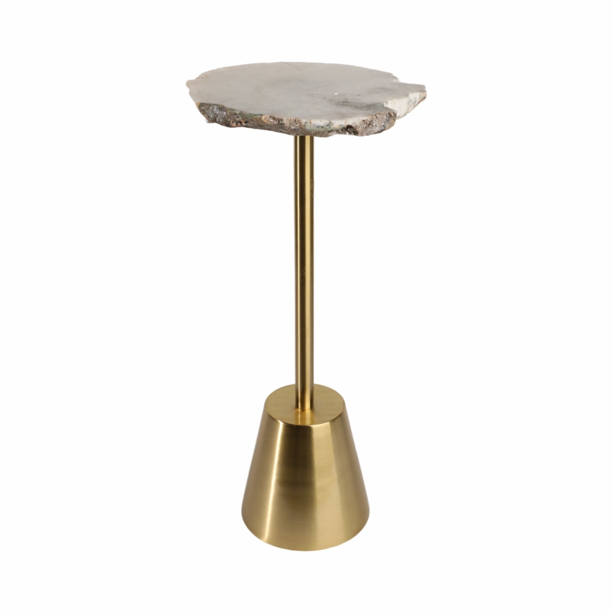 23" REYKUR SHORT RAW AGATE TABLE, WHITE/GOLD Accent & End Tables| Sagebrook Home