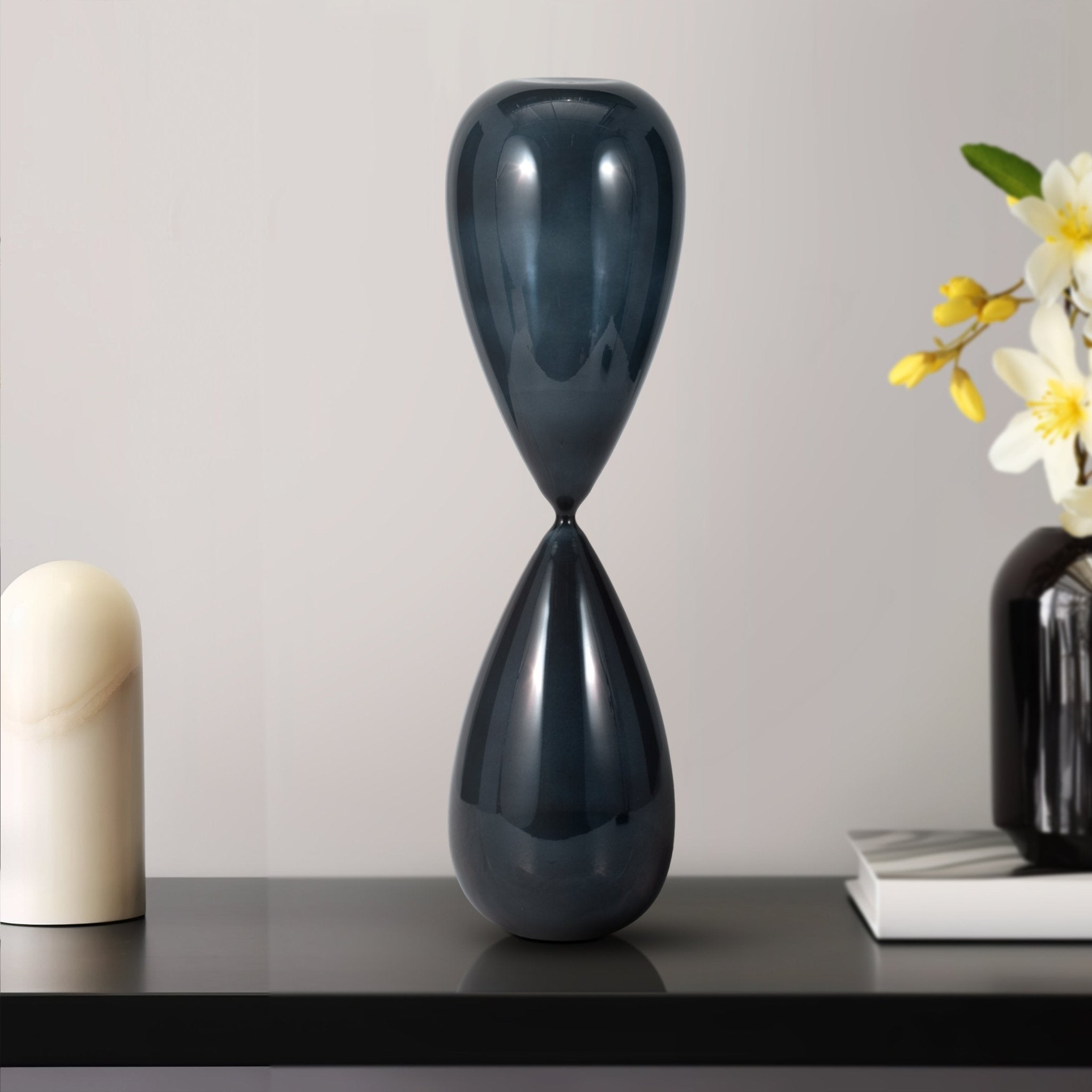 23" Sahini Large Navy Hourglass Table Decors| Sagebrook Home