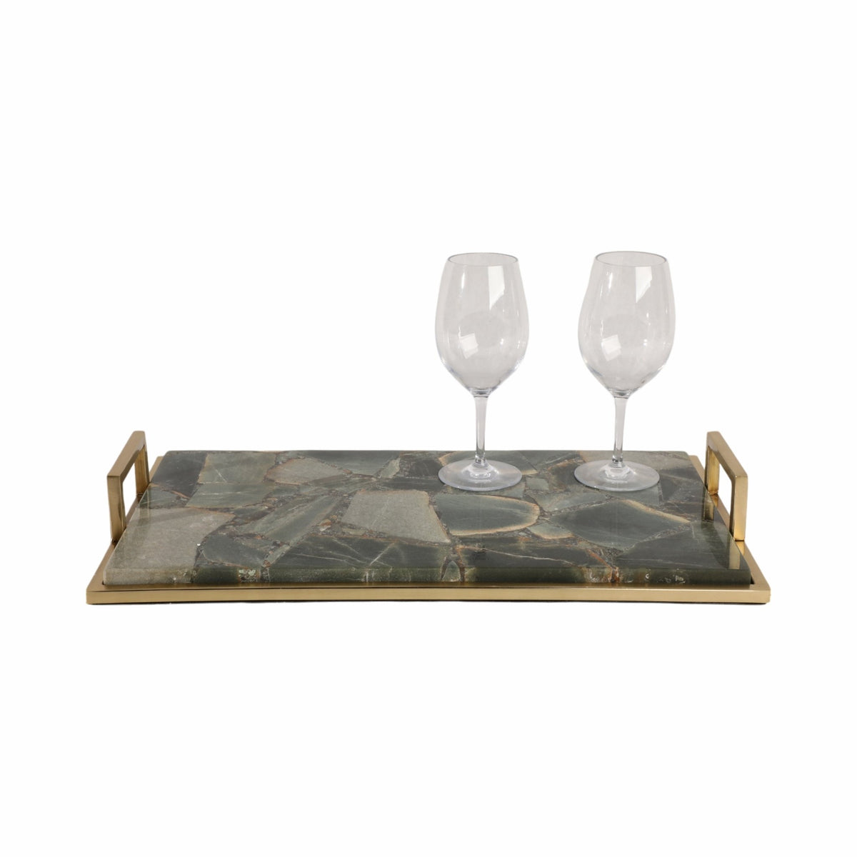 23" TIMOR GREEN LARGE AGATE TRAY Tray| Sagebrook Home