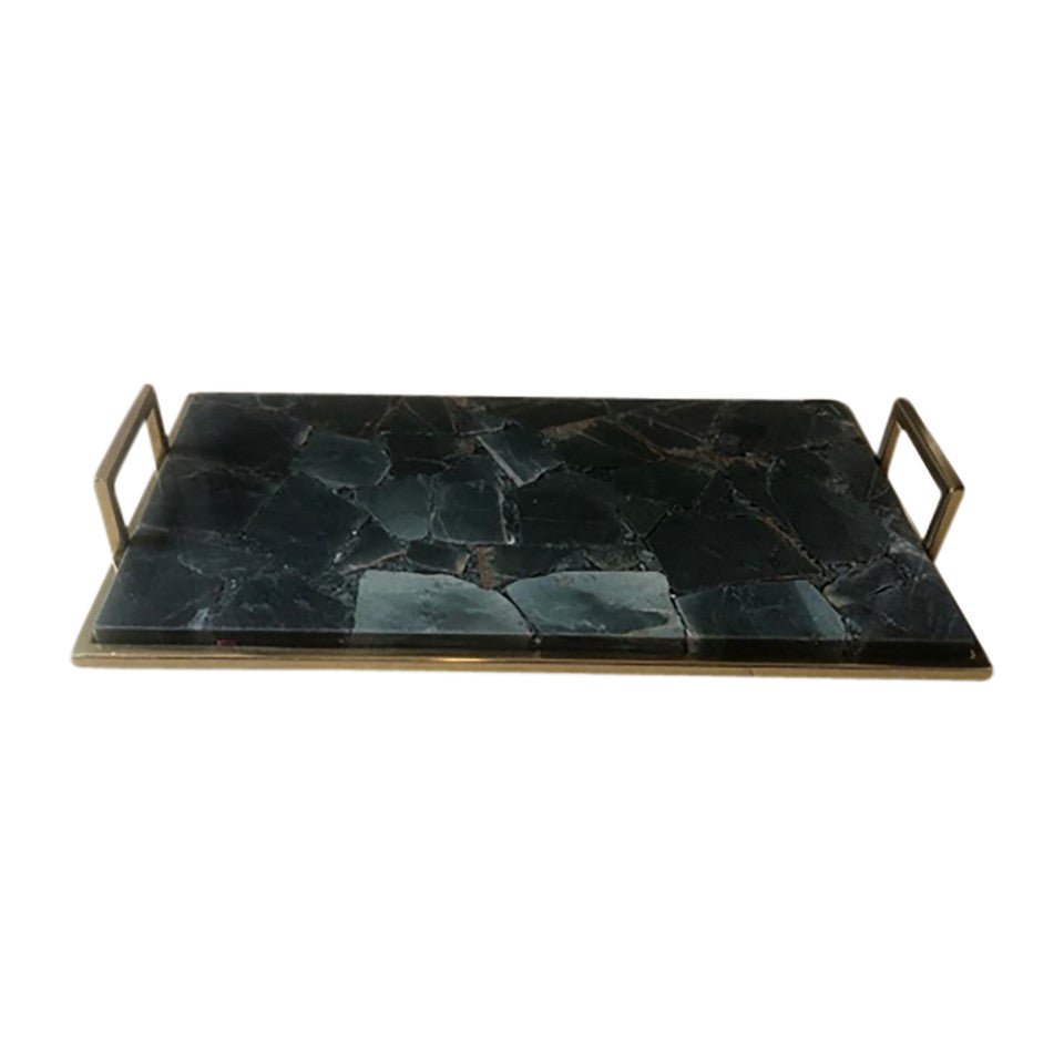 23" TIMOR GREEN LARGE AGATE TRAY Tray| Sagebrook Home