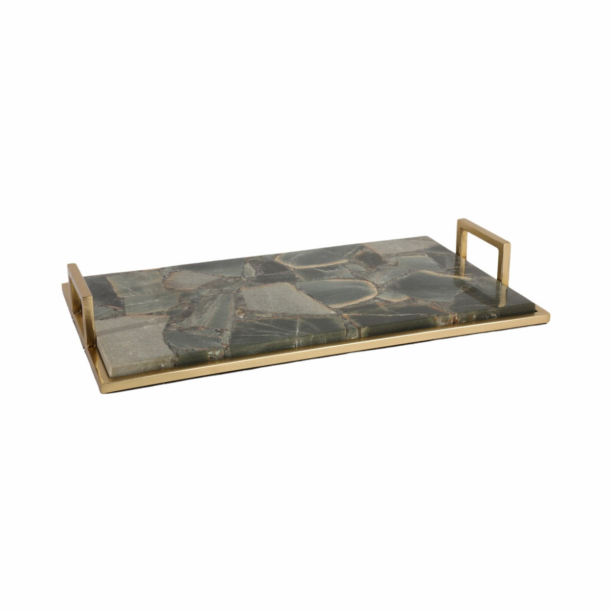 23" TIMOR GREEN LARGE AGATE TRAY Tray| Sagebrook Home