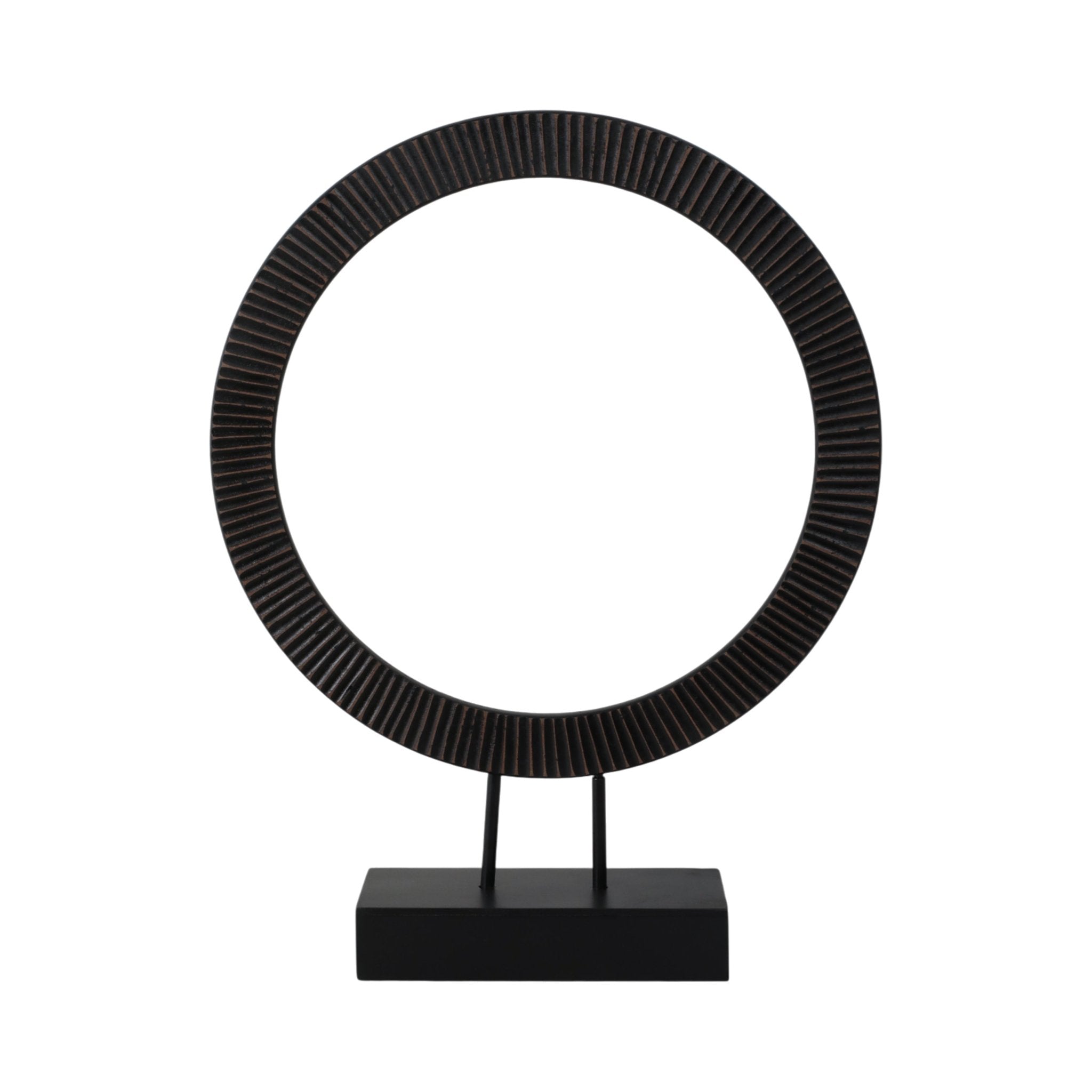 23" VOLTA SMALL BLACK WOOD RING STATUARY Vases and Jars| Sagebrook Home