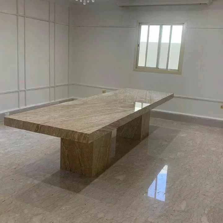 Royal | Oasis Orbit Natural Marble Stone Dining Table - Beige - 250×120×80 cm