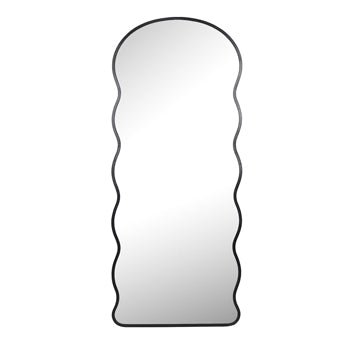 23x55" Curvy Edged Leaner Mirror, Black - Al Rugaib Furniture