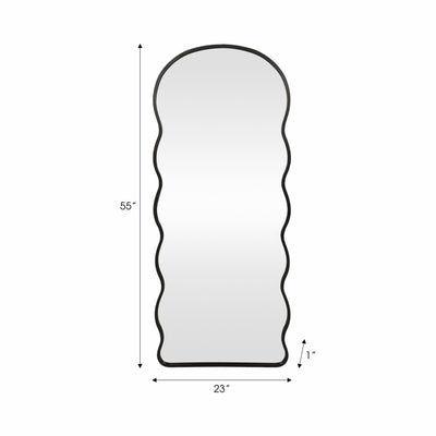 23x55" Curvy Edged Leaner Mirror, Black - Al Rugaib Furniture