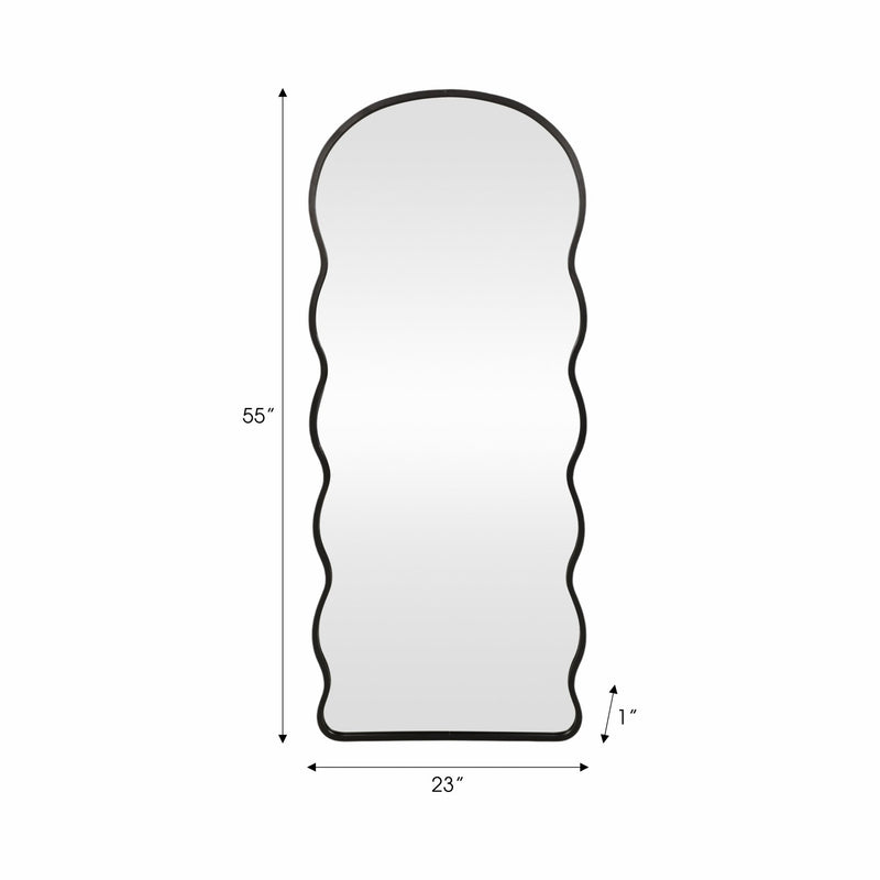 23x55" Curvy Edged Leaner Mirror, Black - Al Rugaib Furniture