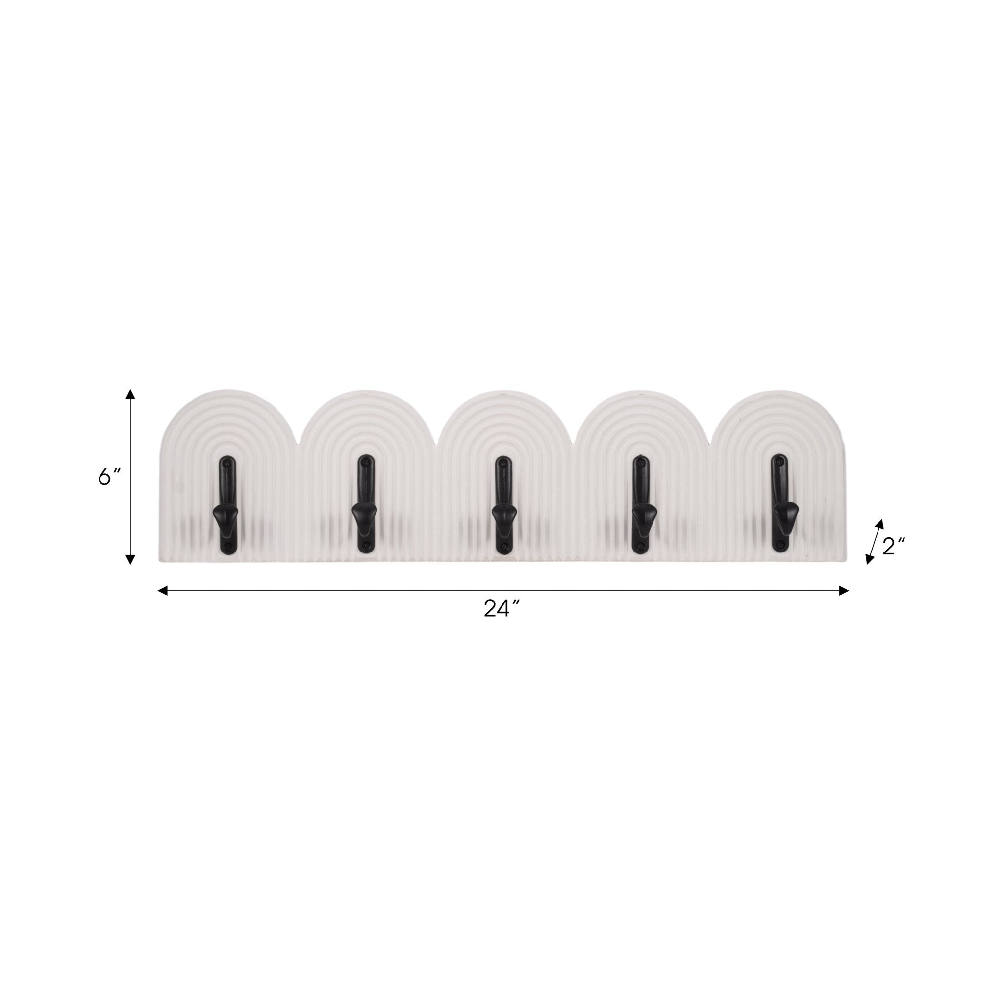 24" 5-arch Wall Hooks, White Wall Shelf| Sagebrook Home
