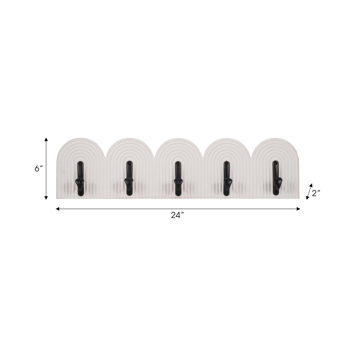 24" 5-arch Wall Hooks, White Wall Shelf| Sagebrook Home