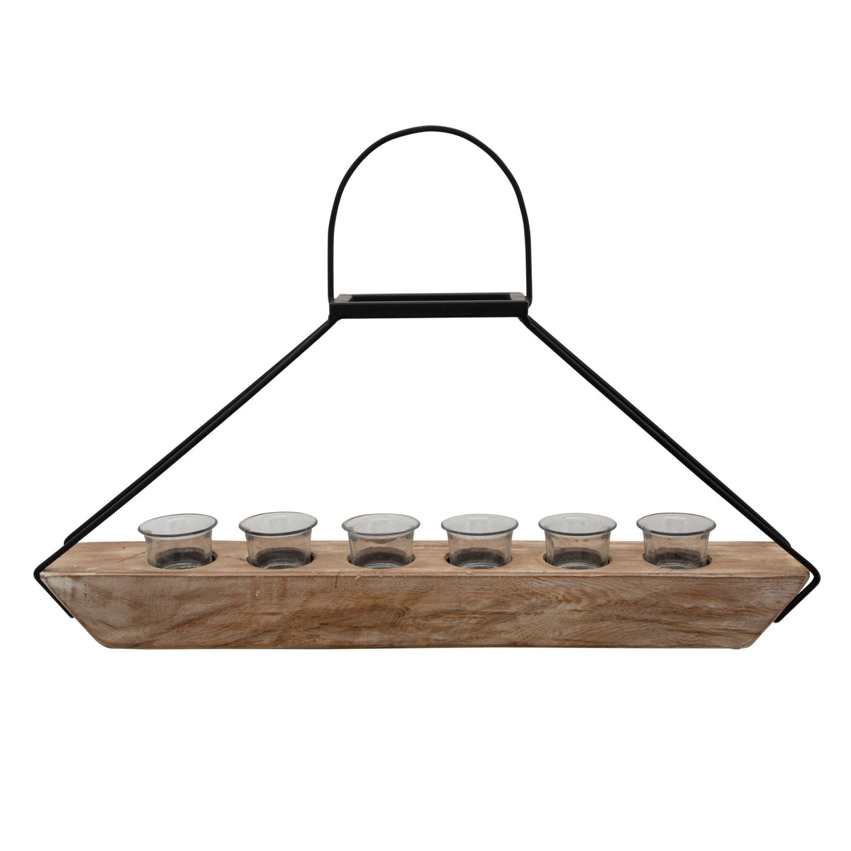 24" 6-TEALIGHT HOLDERS W/ HANDLE, BROWN Candle Holders| Sagebrook Home