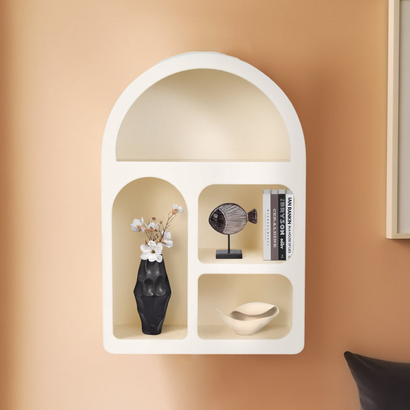 24" Arch Rough Finish Wall Shelf, White - Al Rugaib Furniture