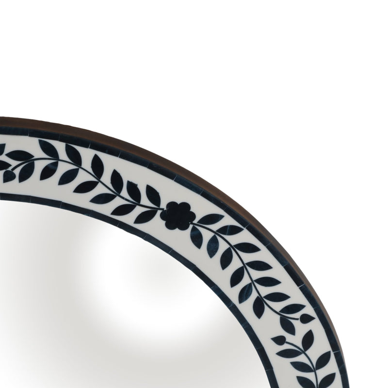 24" Blue Petals Resin Frame Mirror, White/blue - Al Rugaib Furniture