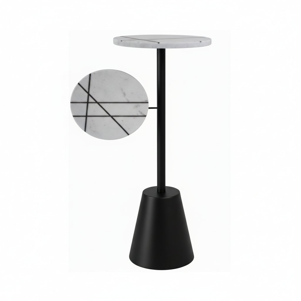 24" BRASS INLAY WHITE MARBLE BLACK TABLE Accent & End Tables| Sagebrook Home