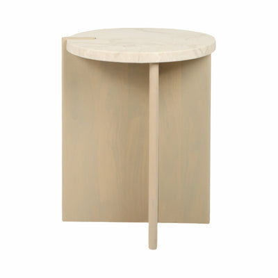 24" CONNLEY MEDIUM MARBLE AND WOOD ACCENT TABLE - Al Rugaib Furniture