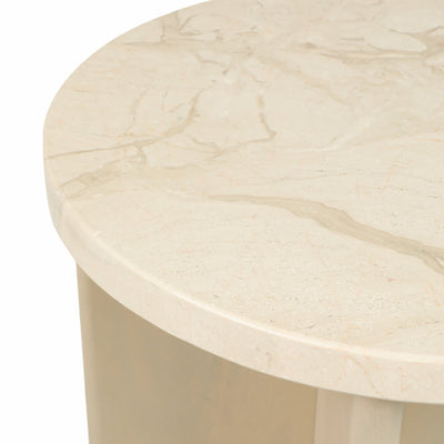 24" CONNLEY MEDIUM MARBLE AND WOOD ACCENT TABLE - Al Rugaib Furniture