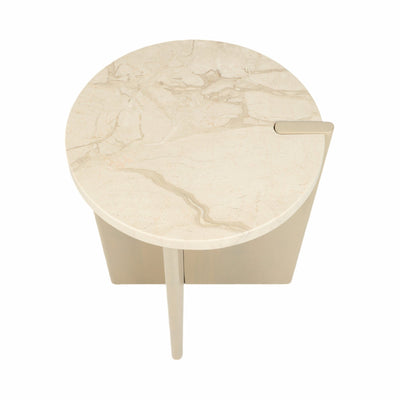24" CONNLEY MEDIUM MARBLE AND WOOD ACCENT TABLE - Al Rugaib Furniture