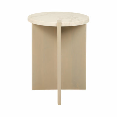 24" CONNLEY MEDIUM MARBLE AND WOOD ACCENT TABLE - Al Rugaib Furniture