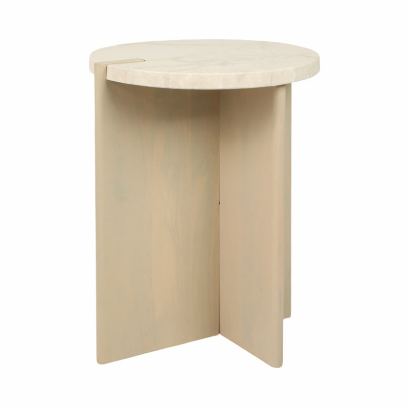 24" CONNLEY MEDIUM MARBLE AND WOOD ACCENT TABLE - Al Rugaib Furniture