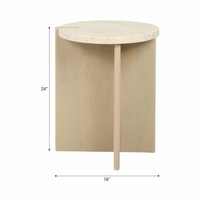 24" CONNLEY MEDIUM MARBLE AND WOOD ACCENT TABLE - Al Rugaib Furniture