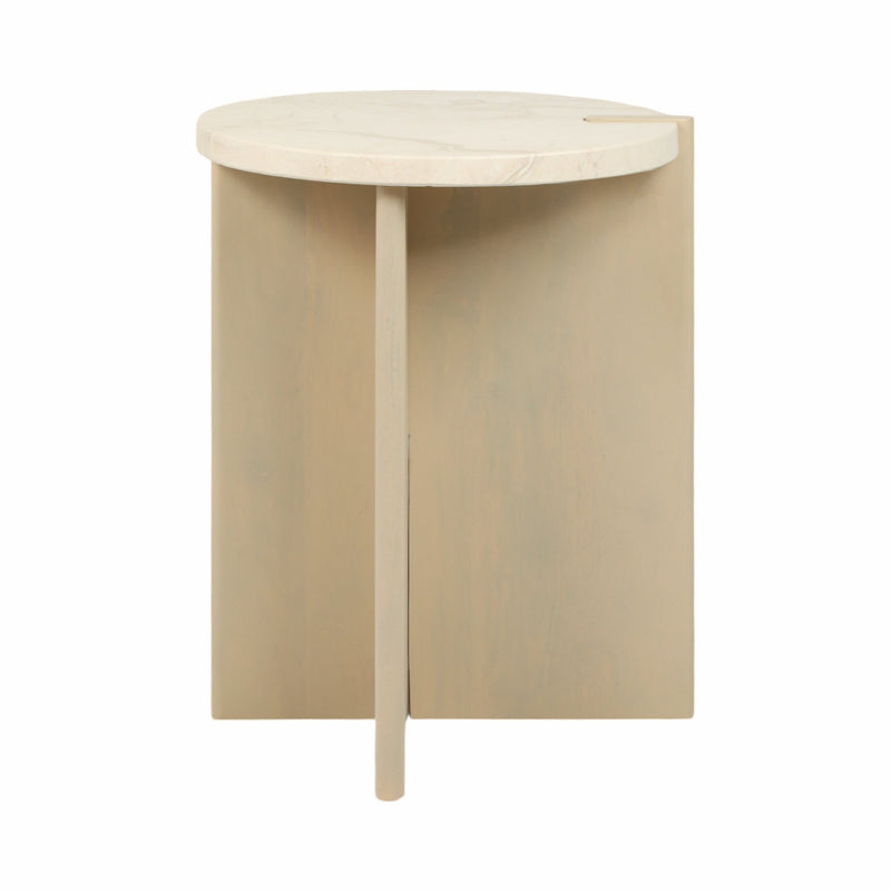 24" CONNLEY MEDIUM MARBLE AND WOOD ACCENT TABLE - Al Rugaib Furniture