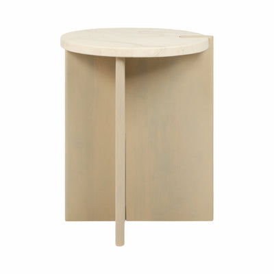 24" CONNLEY MEDIUM MARBLE AND WOOD ACCENT TABLE - Al Rugaib Furniture
