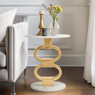 24" Dephine Gold Link Table - Al Rugaib Furniture