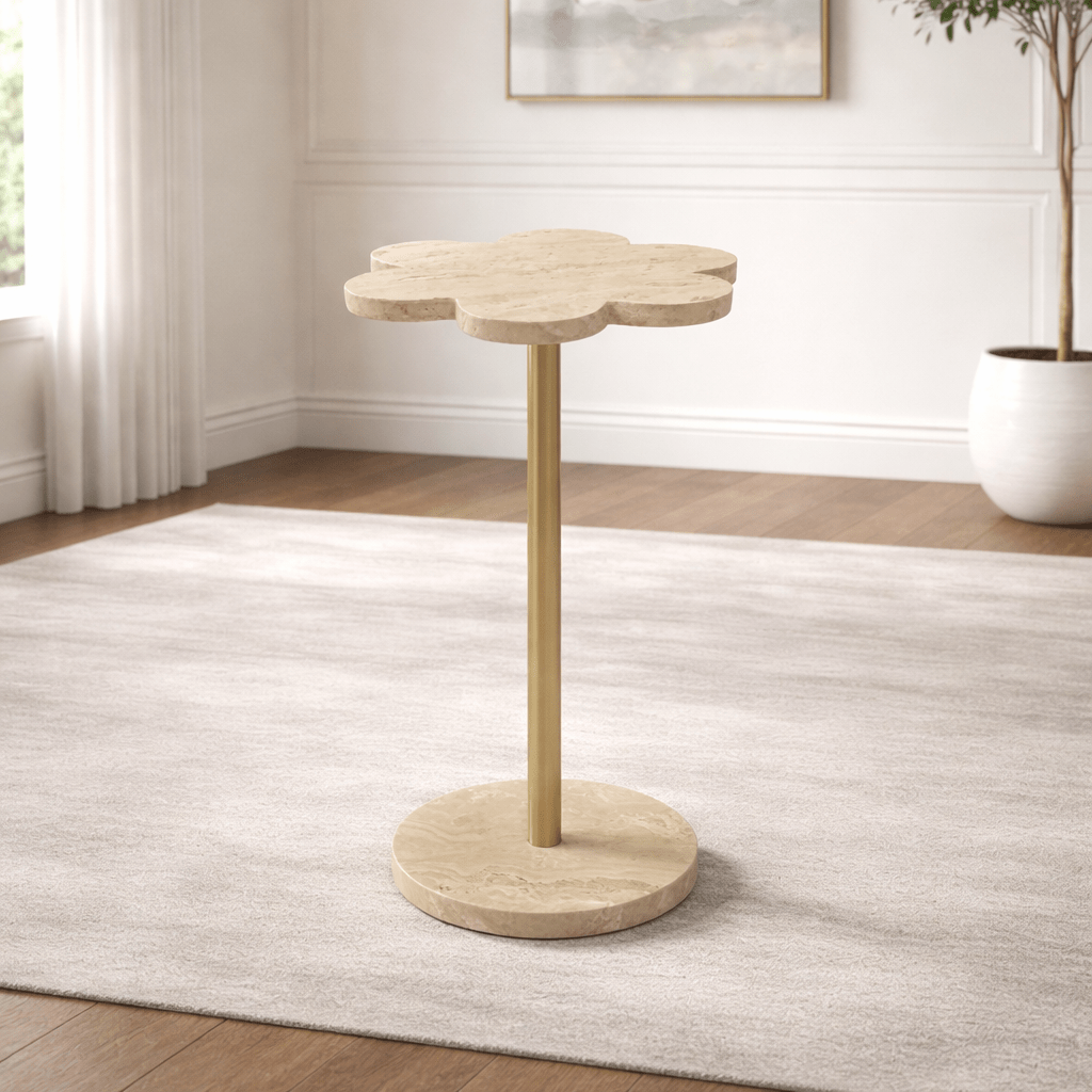 24' FLOWER TRAVERTINE TABLE Accent & End Tables| Sagebrook Home