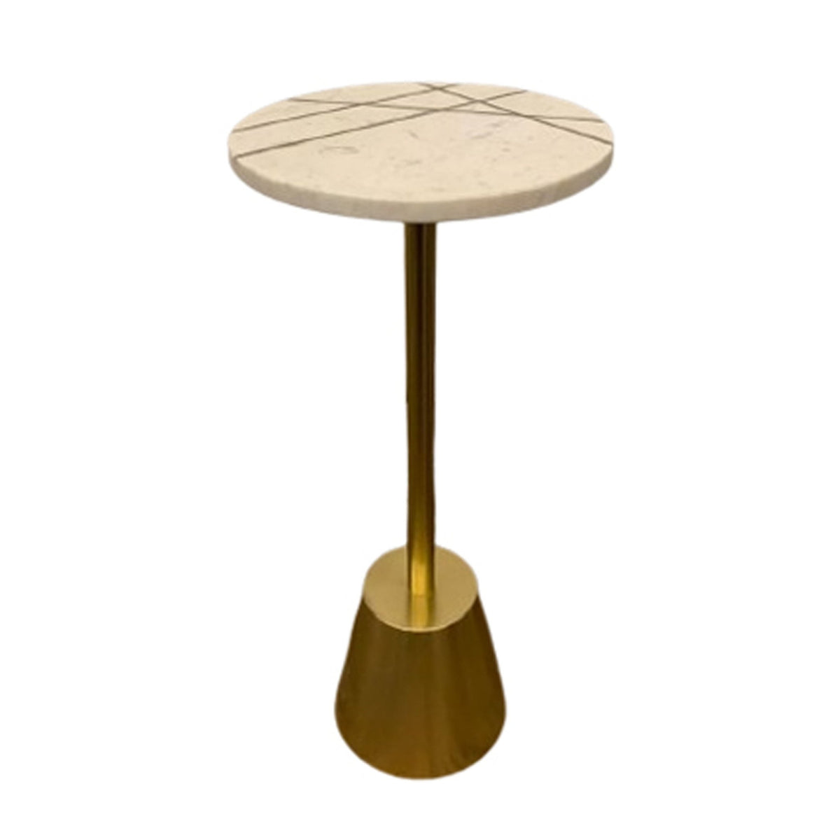 24" Giraud Marble And Brass Inlay Accent Table Accent & End Tables| Sagebrook Home