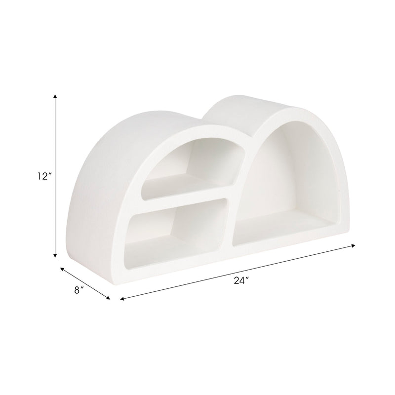 24" Long Curved 3 - shelf Wall Storage, White - Al Rugaib Furniture